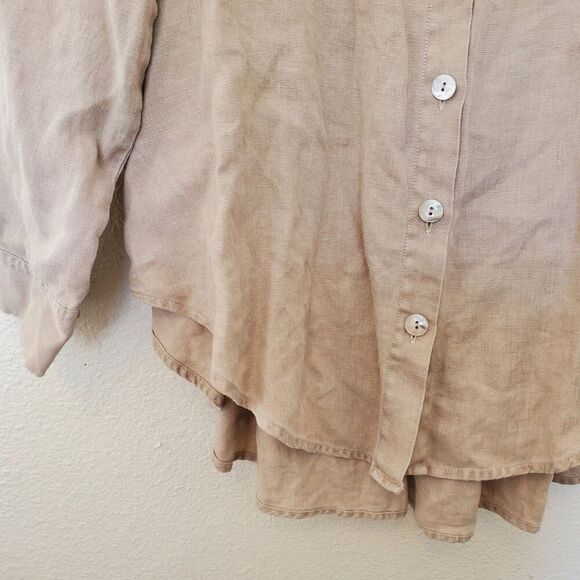Soft Surroundings Linen Tunic Top Womens Size L Feminine Lagenlook Button Down - Picture 3 of 16